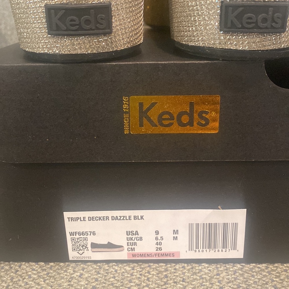 Keds *nwt new in box size 9 Triple decker Dazzle blk - Picture 7 of 9